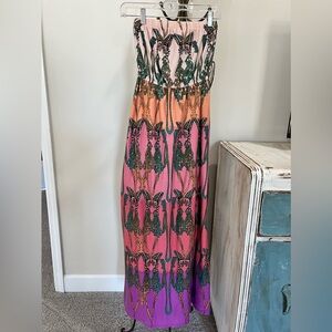 Strapless cotton dress; colorful and fun for summer